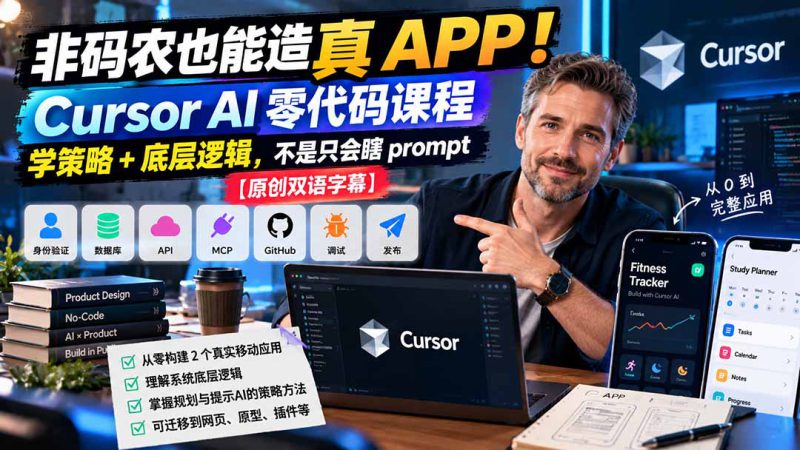 （20810期）非码农也能造真 APP！Cursor AI 零代码课程：学策略 + 底层逻辑，不是只会瞎 prompt【原创双语字幕】_生财有道创业项目网-生财有道