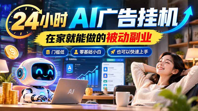 （21118期）24小时AI广告挂机｜在家就能做的被动副业，门槛低，零基础小白也可以快速上手_生财有道创业项目网-生财有道