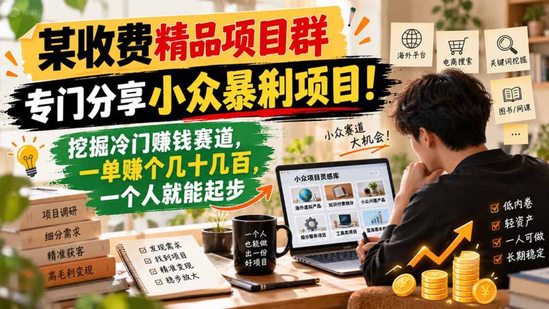 （21185期）某收费精品项目群，专门分享小众暴俐项目！挖掘冷门赚钱赛道，一单赚个几十几百，一个人就能起步_生财有道创业项目网-生财有道
