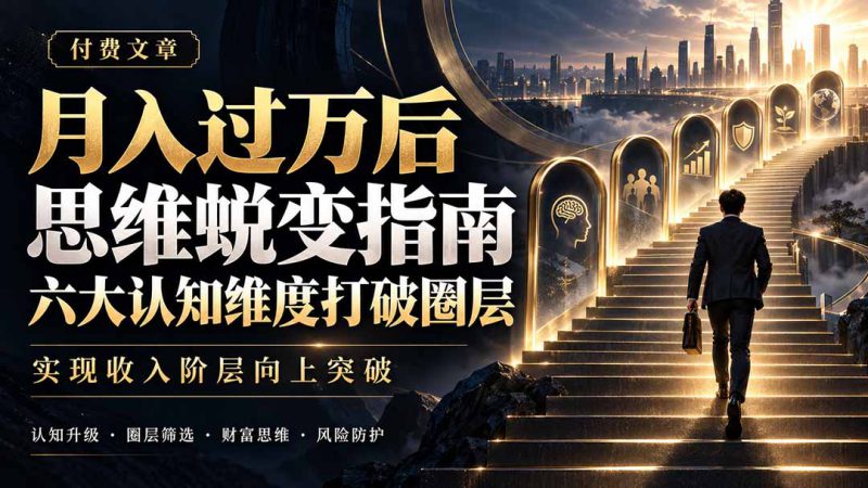 （21210期）付费文章：月入过万后思维蜕变指南，六大认知维度打破圈层，实现收入阶层向上突破_生财有道创业项目网-生财有道