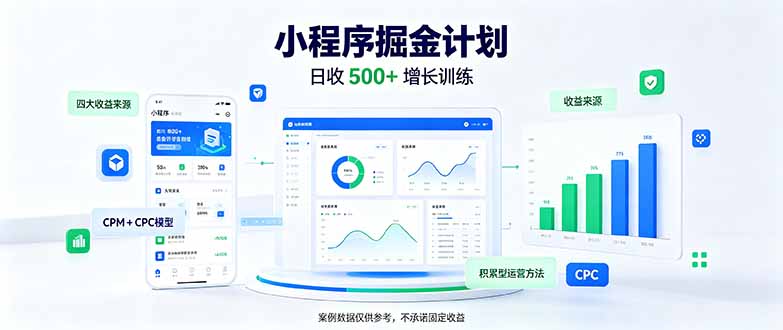 （21046期）一部手机日入500+，微信小程序掘金计划，四种收入来源，长期稳定可靠_生财有道创业项目网-生财有道