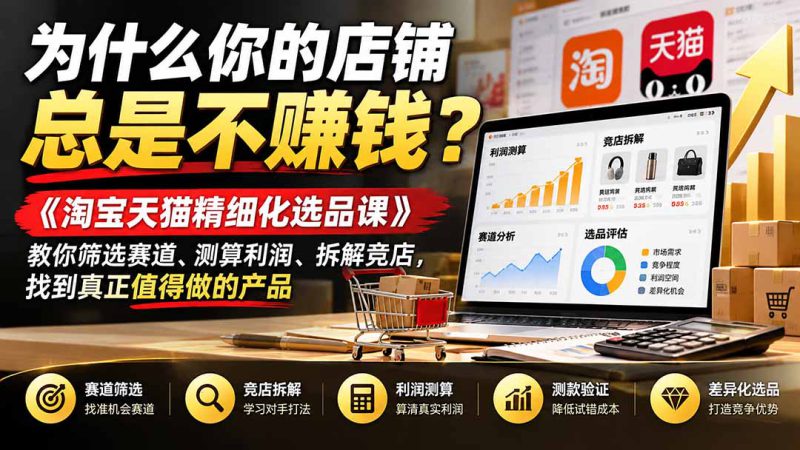 （21171期）为什么你的店铺总是不赚钱？《淘宝天猫精细化选品课》教你筛选赛道、测算利润、拆解竞店，找到真正值得做的产品_生财有道创业项目网-生财有道
