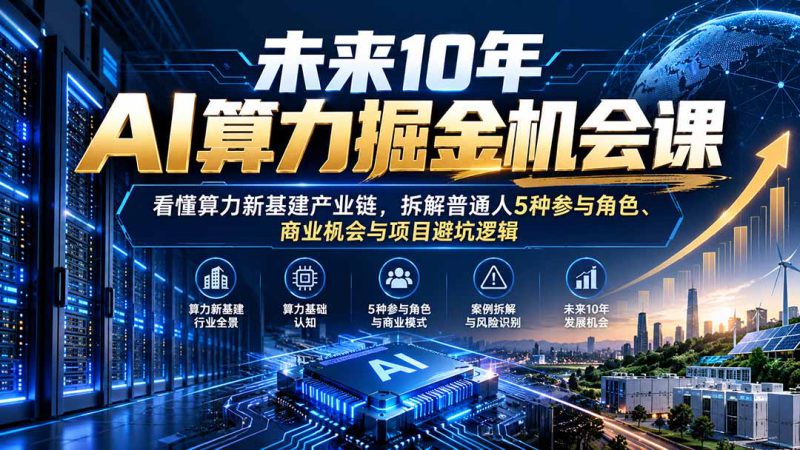 （20825期）未来10年AI算力掘金机会课：看懂算力新基建产业链，拆解普通人5种参与角色、商业机会与项目避坑逻辑_生财有道创业项目网-生财有道