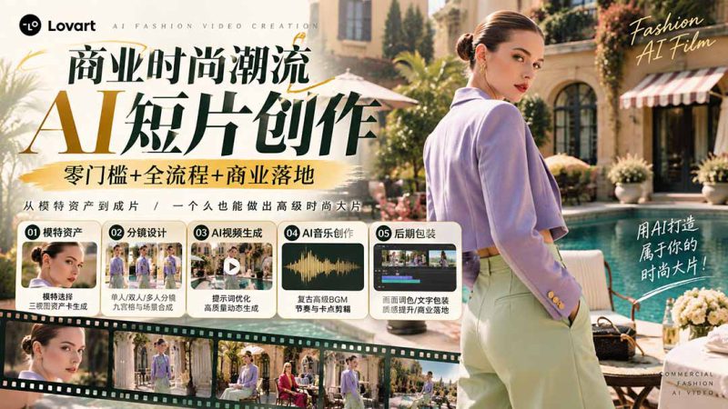 （21000期）从一张模特图到高级时尚广告大片：AI三视图资产、场景合成、电影分镜、动态生成与复古音乐剪辑实战课_生财有道创业项目网-生财有道