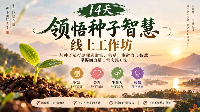 （20756期）14天领悟种子智慧线上工作坊｜从种子运行原理到财富、关系、生命力与智慧，掌握四力量日常实践方法_生财有道创业项目网-生财有道