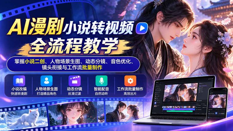 （20880期）AI漫剧小说转视频全流程教学：掌握小说二创、人物场景生图、动态分镜、音色优化、镜头衔接与工作流批量制作_生财有道创业项目网-生财有道
