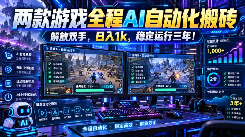 （21236期）两款游戏全程AI自动化搬砖，解放双手，日入1k，稳定运行三年！_生财有道创业项目网-生财有道