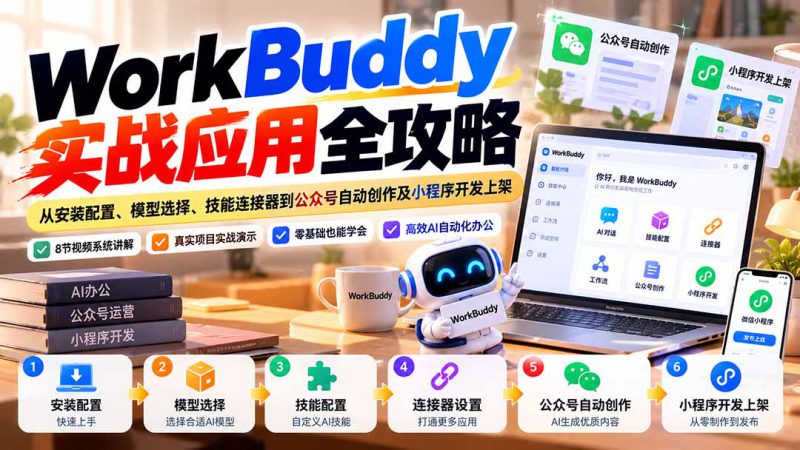 (21093期)WorkBuddy 实战应用全攻略:从安装配置、模型选择、技能连接器到公众号自动创作及小程序开发上架_生财有道创业项目网-生财有道